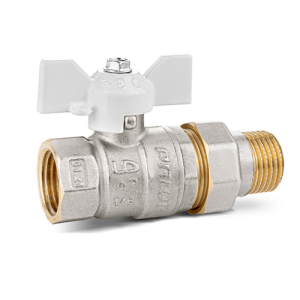 Кран шаровой с американкой LD PRIDE бабочка 3/4" ВН, полнопроходной, ручка белая