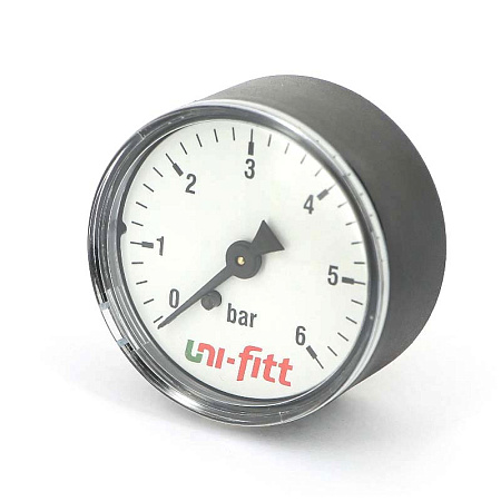 Манометр аксиальный UNI-FITT Ø50-1/4", 6 бар, горизонтальное подключение