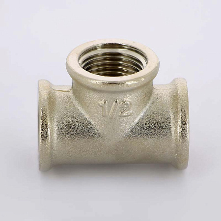 Тройник резьбовой латунный UNI-FITT никель 1/2" В