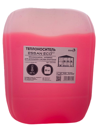 Теплоноситель для отопления ESSAN ECO (розовый) этиленгликоль -65°C 20 кг