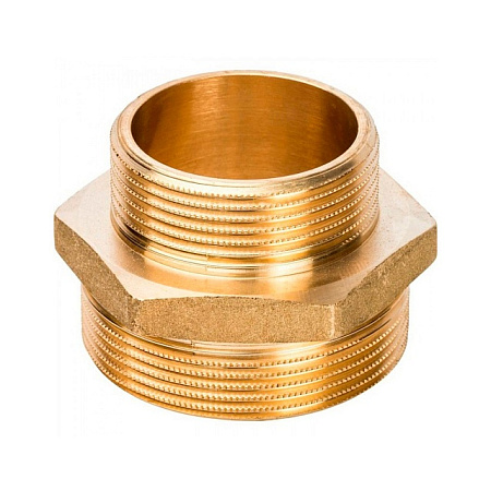 Ниппель переходной резьбовой латунный STOUT без покрытия 4"x3" Н