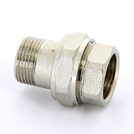 Американка ПРЯМАЯ резьбовая латунная UNI-FITT никель 3/4" ВН, с прокладкой O-RING