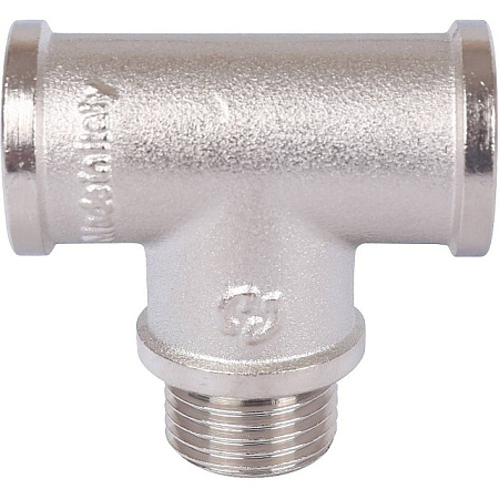 Тройник переходной резьбовой латунный STOUT никель 1/2"x1/2"x1/2" ВНВ