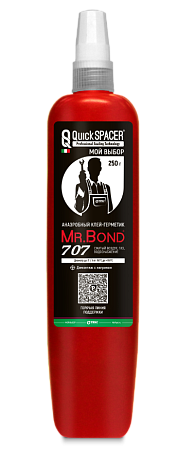 Анаэробный клей-герметик "Жидкий ФУМ" Mr.BOND 707 красный цвет 250г, сильной фиксации, тюбик