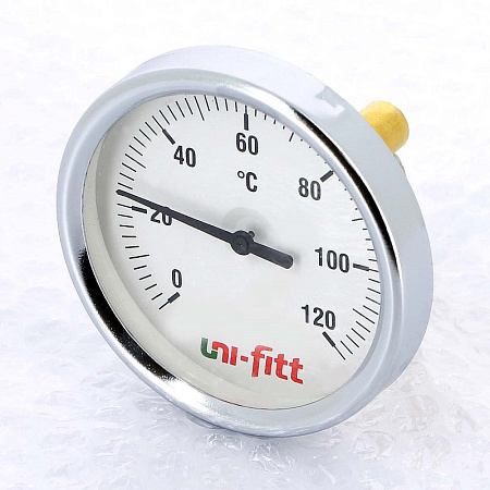 Термометр биметаллический погружной UNI-FITT Ø80-1/2", гильза 50 мм, +120°C