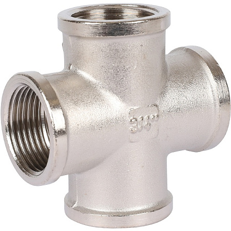 Крестовина резьбовая латунная STOUT никель 3/4" В