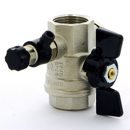 Кран шаровой BUGATTI OREGON 332 бабочка 3/4" ВВ, с дренажем и воздухоотводчиком