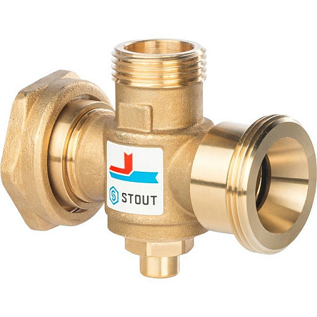 Клапан трехходовой термостатический смесительный STOUT 11/2" Н-11/2" В-1" Н (60°С)