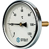 Термометр биметаллический погружной STOUT Ø100-1/2&amp;quot;, гильза 75 мм, +120°C