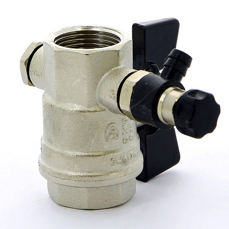 Кран шаровой BUGATTI OREGON 332 бабочка 3/4" ВВ, с дренажем и воздухоотводчиком