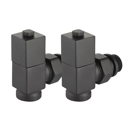 Набор дизайн-вентилей Royal Thermo CUBE, угловой (черный) 1/2" (НС-1422578)