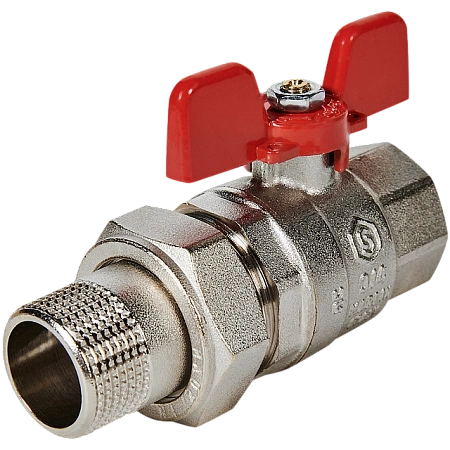 Кран шаровой полнопроходной с американкой STOUT ручка бабочка 3/4" ВР/НР (EPDM)
