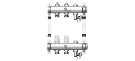 Коллекторная группа WESTER W903.2 нержавейка 1"x3/4" EK -2 выхода, без расходомеров