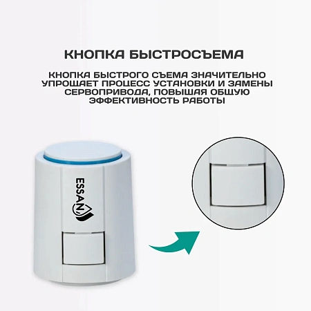 Сервопривод ESSAN ACTUATOR NO М30х1.5 электротермический компактный, норм открытый, 230В/300mA/2Вт