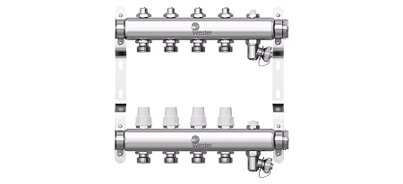 Коллекторная группа WESTER W903.4 нержавейка 1"x3/4" EK -4 выхода, без расходомеров