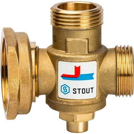 Клапан трехходовой термостатический смесительный STOUT 1" Н-11/2" В-1" Н (60°С)