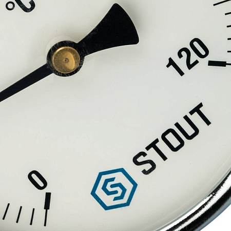 Термометр биметаллический погружной STOUT Ø100-1/2", гильза 75 мм, +120°C