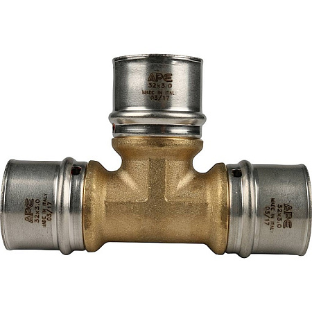 МП Тройник равнопроходный пресс для металлопласта STOUT Ø32х32х32