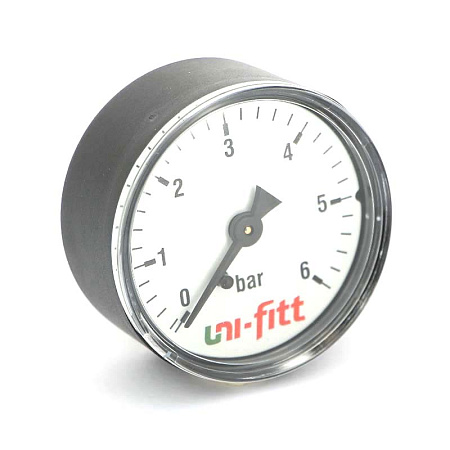 Манометр аксиальный UNI-FITT Ø63-1/4", 10 бар, горизонтальное подключение