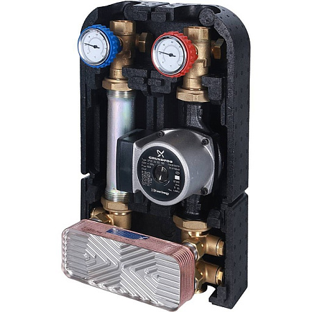 ГБМ Насосная группа STOUT с теплообменником, 18 пластин, с насосом GRUNDFOS UPSO25-65 DN25 (1")