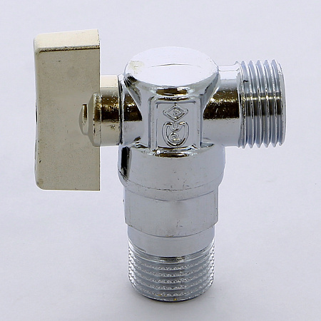 Кран шаровой потребительный угловой BUGATTI MINNESOTA 884 бабочка 1/2"х1/2" НН, для бачков, хром