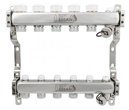 Коллекторная группа ESSAN GROUP803 нержавейка 1"x3/4" EK -5 выходов, без расходомеров (354 мм)