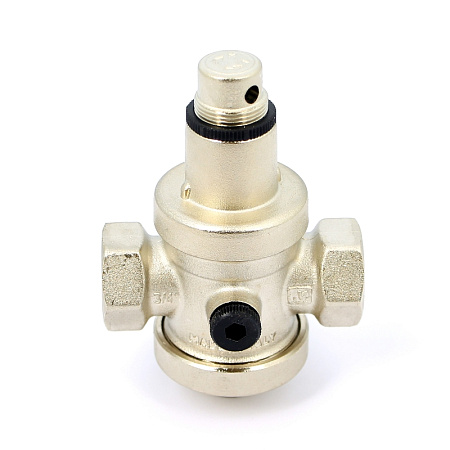 Редуктор давления UNI-FITT 3/4" В 0,5-6 бар PN25 с отверстием под аксиальный манометр 1/4" никел.