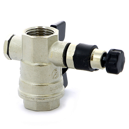 Кран шаровой BUGATTI OREGON 332 бабочка 1/2" ВВ, с дренажем и воздухоотводчиком