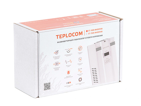 Стабилизатор сетевого напряжения TEPLOCOM фазоинверторный ST-1500 INVERTOR, БАСТИОН
