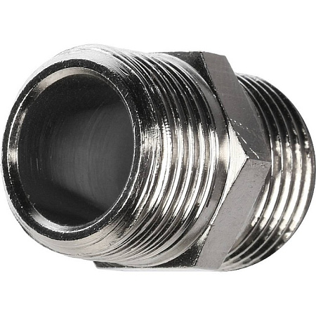 Ниппель резьбовой латунный STOUT никель 3/8" Н