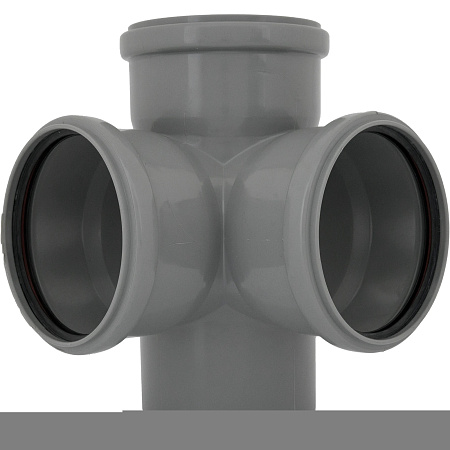 ПВХ Крестовина двухплоскостная OSTENDORF HTED (СЕРАЯ) Ø110х110х110х90°