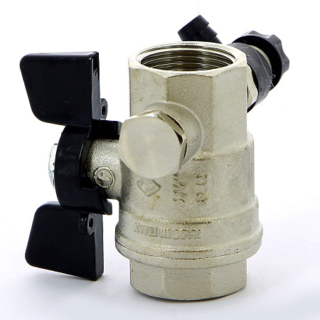 Кран шаровой BUGATTI OREGON 332 бабочка 3/4" ВВ, с дренажем и воздухоотводчиком