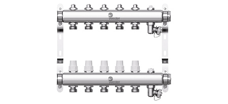 Коллекторная группа WESTER W903.5 нержавейка 1"x3/4" EK -5 выходов, без расходомеров