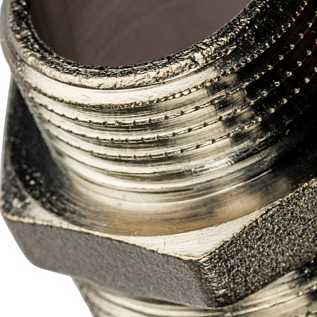 Ниппель переходной резьбовой латунный STOUT никель 1"x3/4" Н