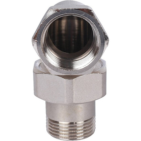 Американка УГЛОВАЯ резьбовая латунная (с прокладкой o-ring) STOUT никель 3/4" ВН