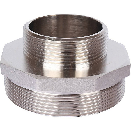 Ниппель переходной резьбовой латунный STOUT никель 3"x2" Н