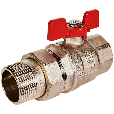 Кран шаровой полнопроходной с американкой STOUT ручка бабочка 11/4" ВР/НР (EPDM)