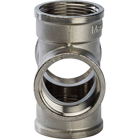 Крестовина резьбовая латунная STOUT никель 11/4" В