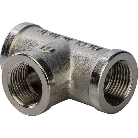 Тройник резьбовой латунный STOUT никель 3/8" В
