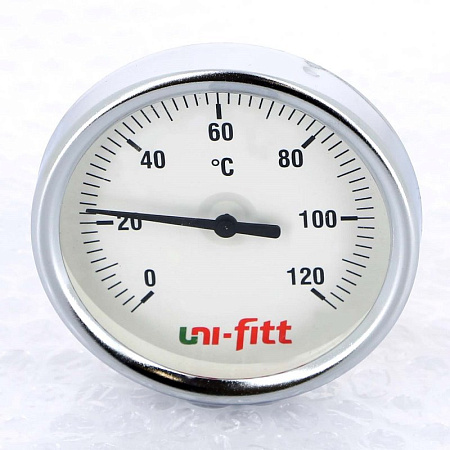 Термометр биметаллический погружной UNI-FITT Ø80-1/2", гильза 50 мм, +120°C