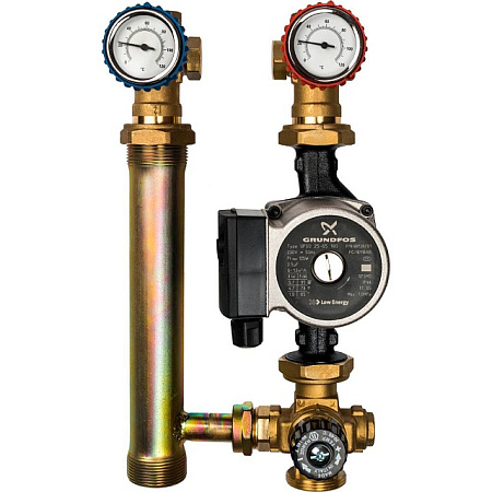 ГБМ Насосная группа STOUT с термостатическим смесителем, с насосом GRUNDFOS UPSO25-65 DN25 (1")