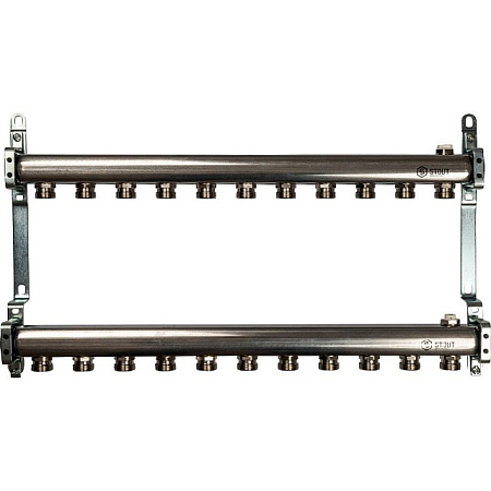 Коллекторная группа STOUT нержавейка 1"x3/4" EK -11 выходов, радиаторной разводки (без запорки)