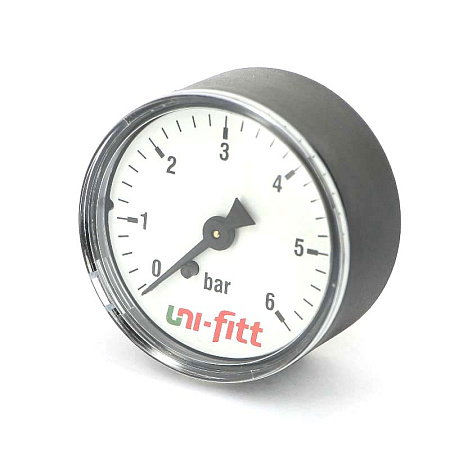 Манометр аксиальный UNI-FITT Ø63-1/4", 6 бар, горизонтальное подключение