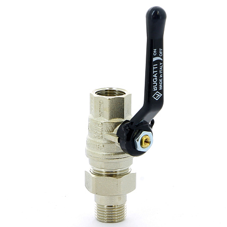 Кран шаровой с американкой BUGATTI OREGON 320 рукоятка алюминиевая 1/2" полнопроходной