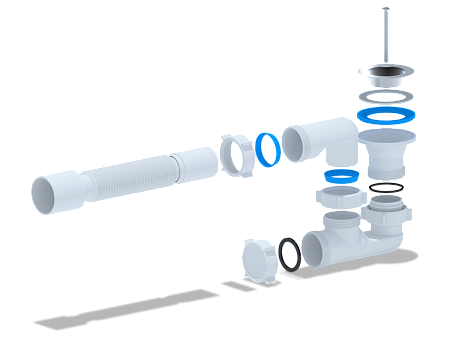 Сифон для душевого поддона регулируемый АНИПЛАСТ E215 11/2"х40 с гофрой 40х50