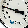 Термометр биметаллический погружной STOUT Ø63-1/2&amp;quot;, гильза 50 мм, резьба самоуплот, +120°C