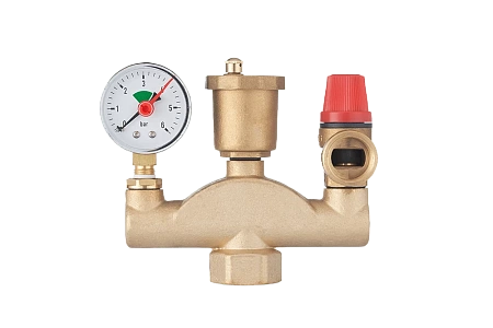 Группа безопасности котла UNIPUMP КЛАССИК латунь 1" В х 3/4", 3bar, без теплоизоляции
