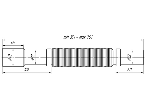 Гофра для сифона гибкая пластиковая АНИПЛАСТ K307 32х32/40