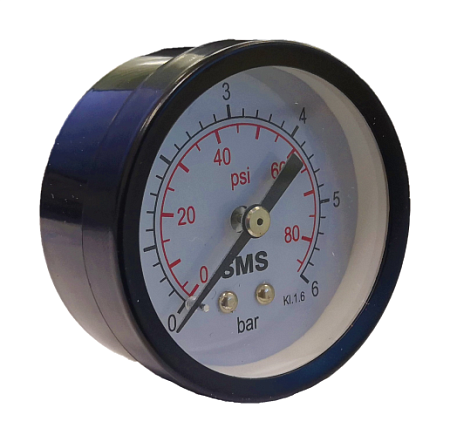 Манометр аксиальный SMS-335G-6 Ø50-1/4", 6 бар, горизонтальное подключение (05338)