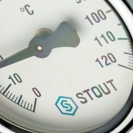 Термометр биметаллический накладной STOUT Ø63-1/2", +120°C